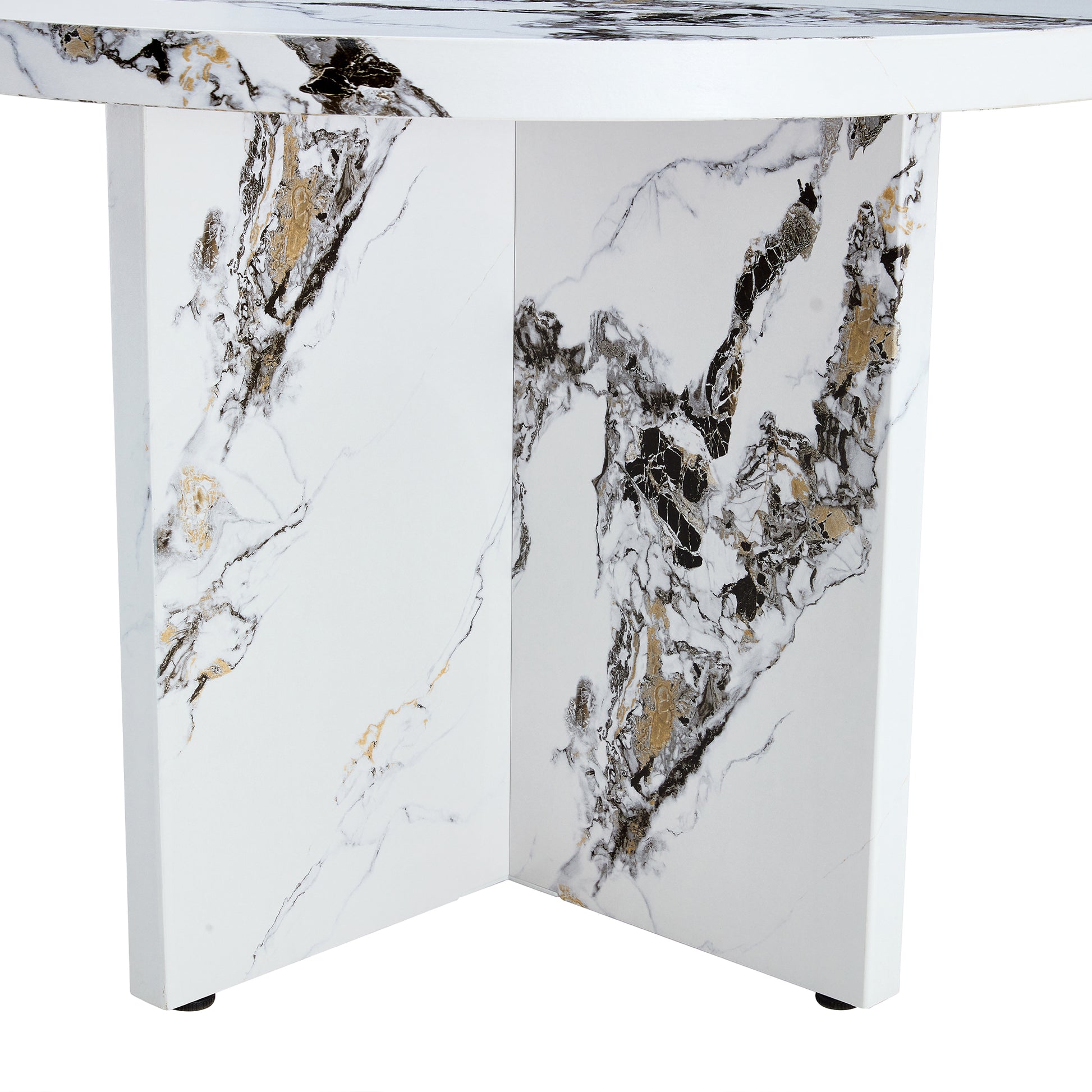 Modern white marble dining table with gold veining accents
