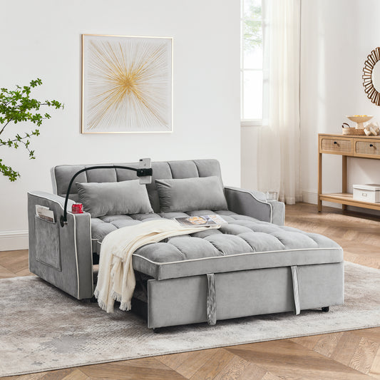TREATLIFE HOME Versatile Foldable Sofa Bed with Adjustable Back, USB Port and Phone Stand, Modern Design, Grey