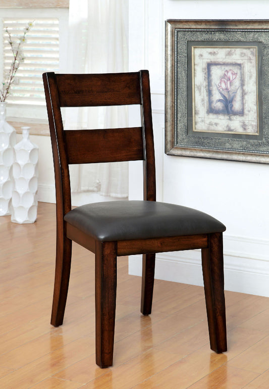 TREATLIFE HOME Set of 2 Padded Leatherette Dining Chairs, Dark Cherry Finish, Bold and Sturdy Transitional Design