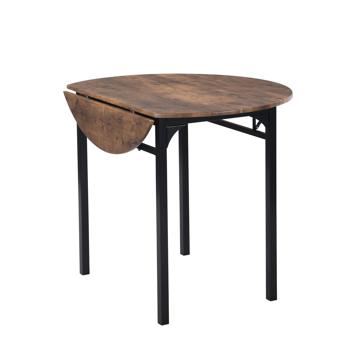 Rustic brown drop leaf dining table with metal legs