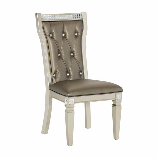 TREATLIFE HOME Dining Room Side Chairs 2pc Set with Acrylic Crystal Tufted Back, Elegant Design, Champagne Color
