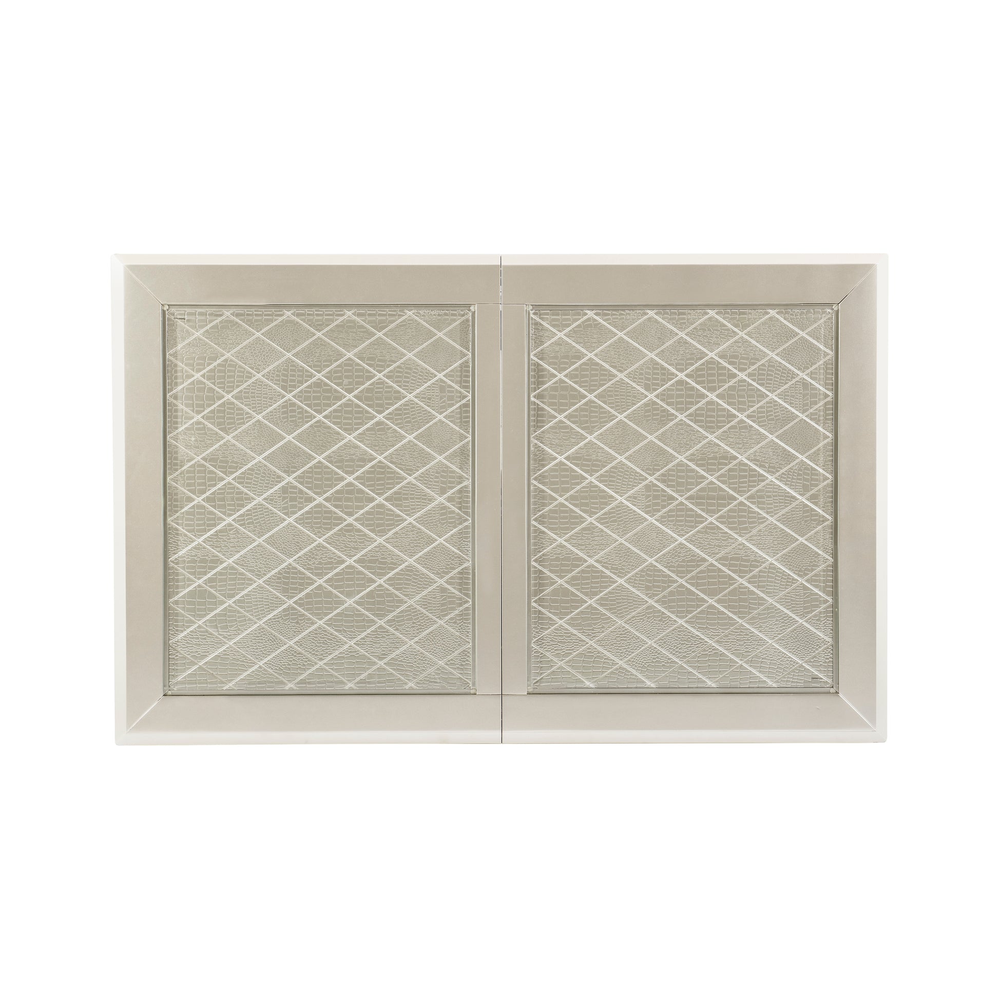 Textured geometric cabinet doors with faux alligator skin finish