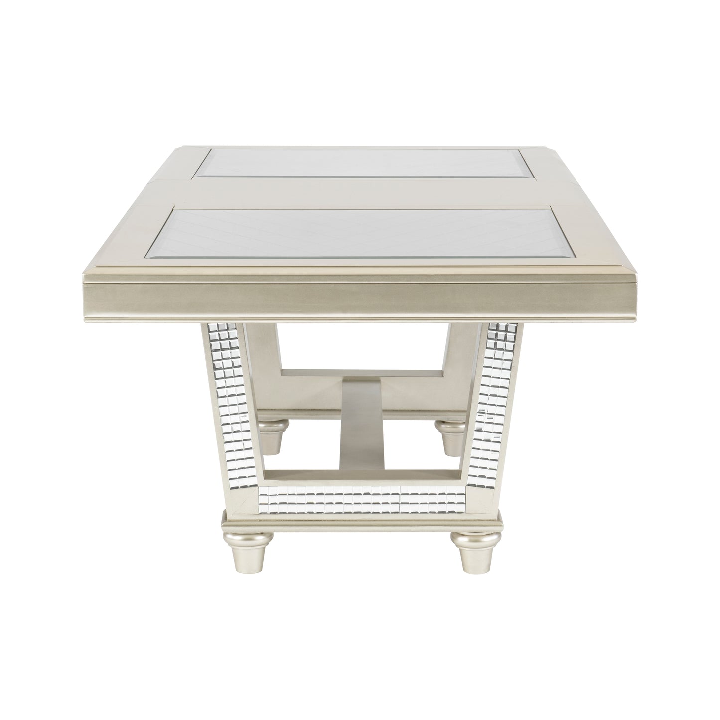 Champagne gold coffee table with mirrored accents