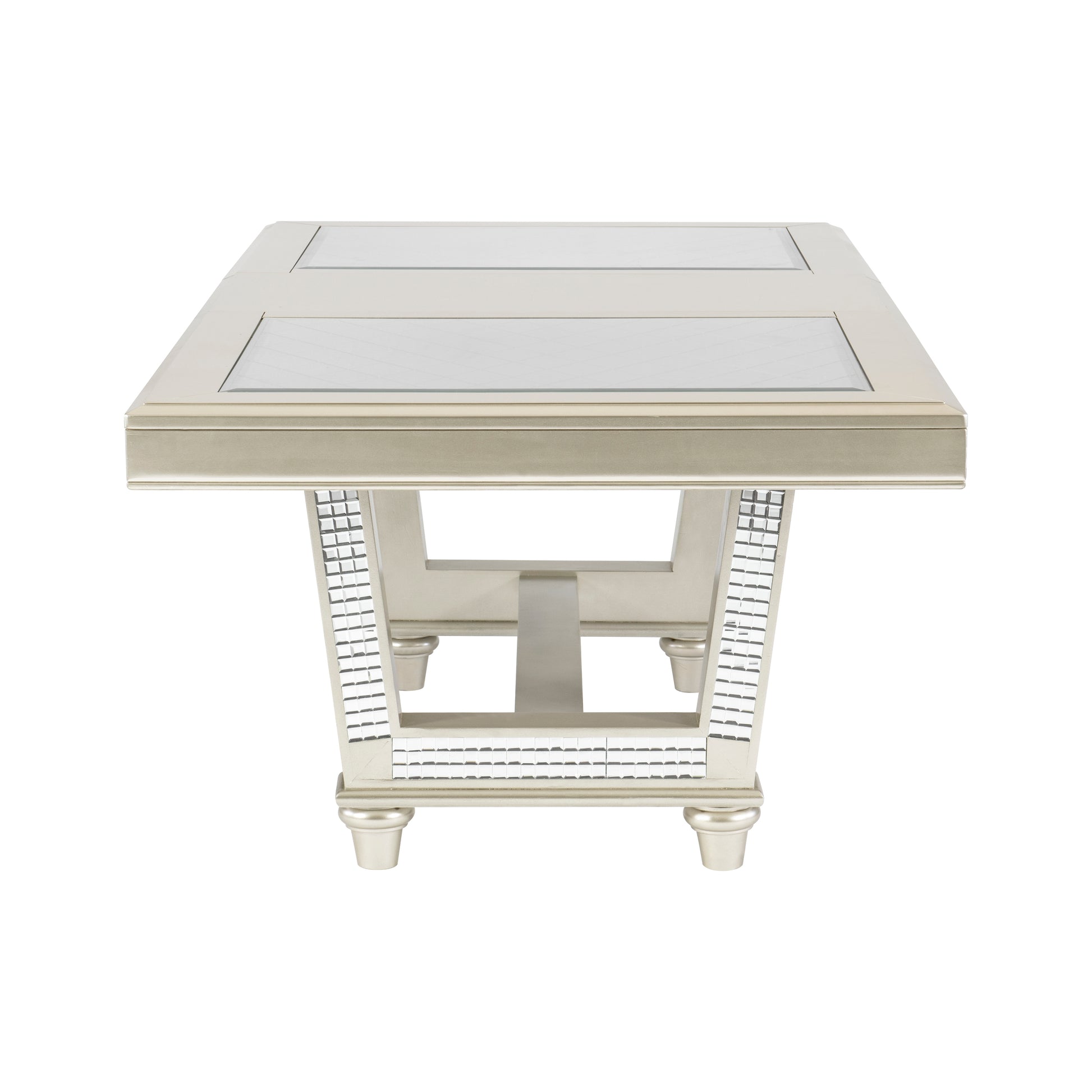 Champagne gold coffee table with mirrored accents
