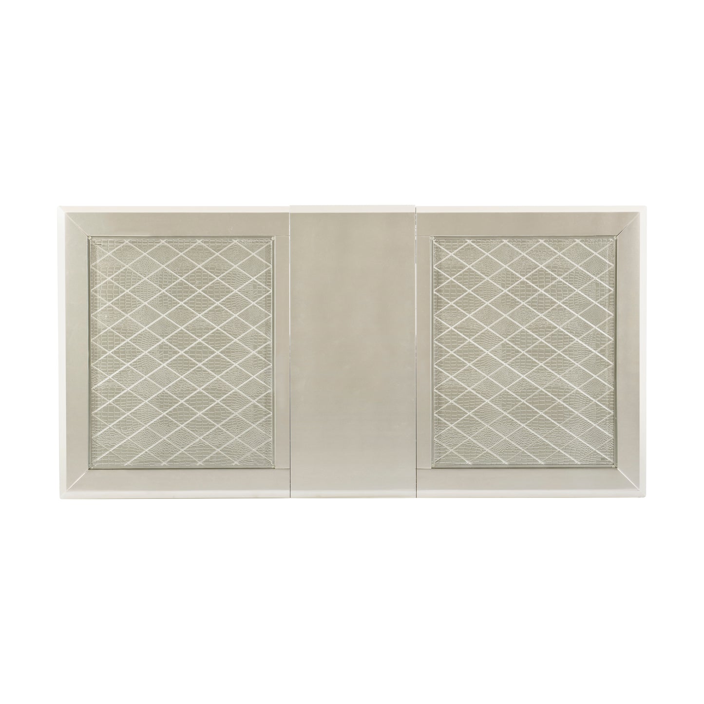 Beige dresser with diamondpatterned textured drawer fronts