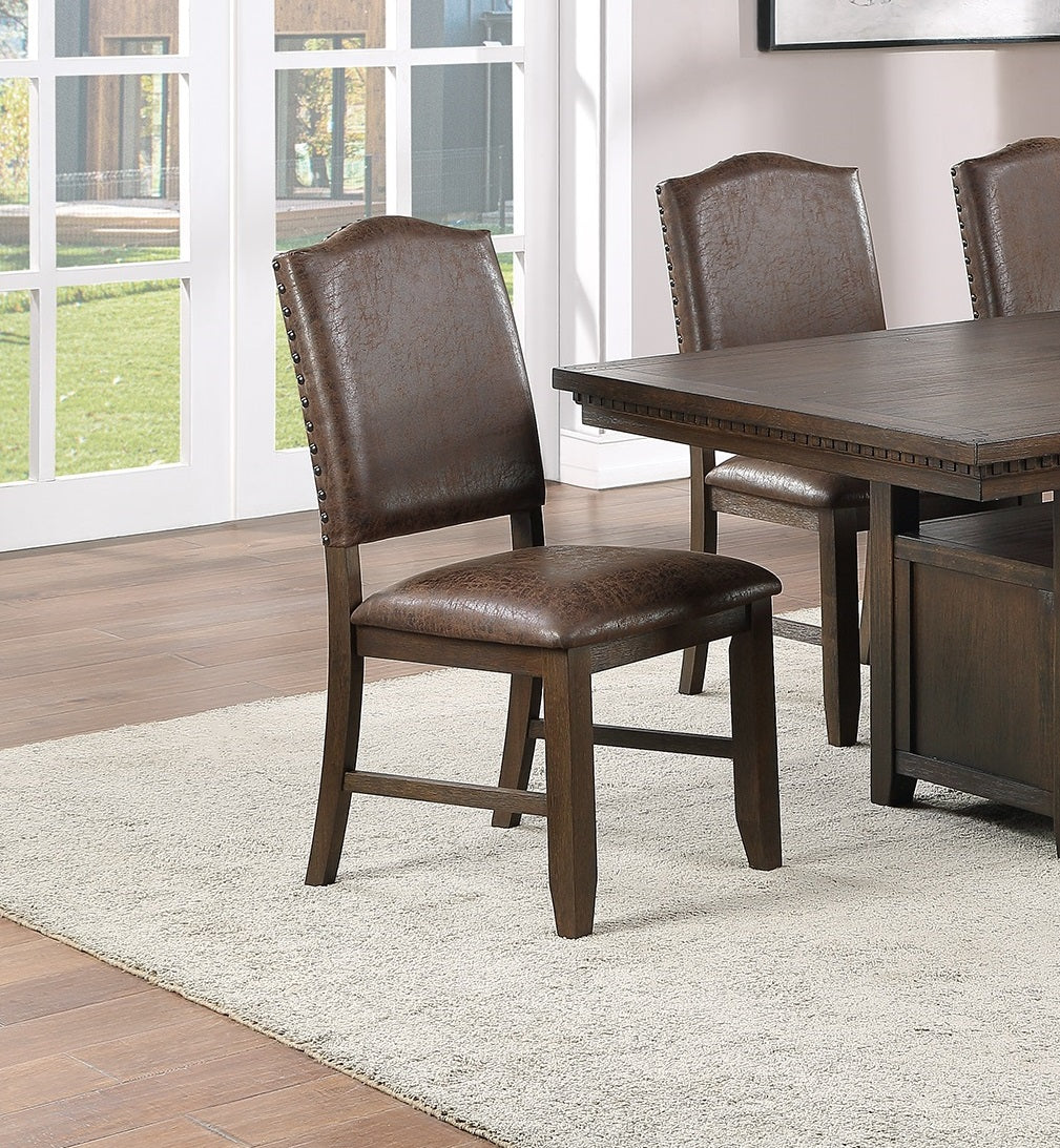 TREATLIFE HOME Set of 2 Classic Design Side Chairs for Dining Room, Faux Leather Upholstery, Espresso Finish, Extra Cushioned Seats