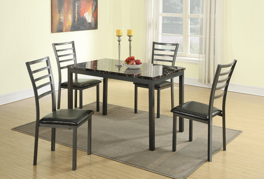 TREATLIFE HOME Modern Simple 5-Piece Dining Set with Faux Marble Top Table and Cozy Black Chairs