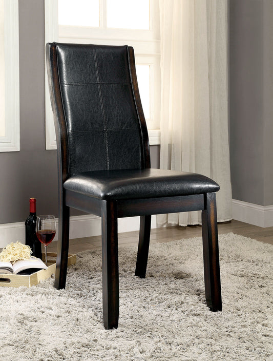 TREATLIFE HOME Transitional Dining Room Side Chairs Set of 2, Unique Curved Back, Padded Leatherette Seat, Brown Cherry Finish