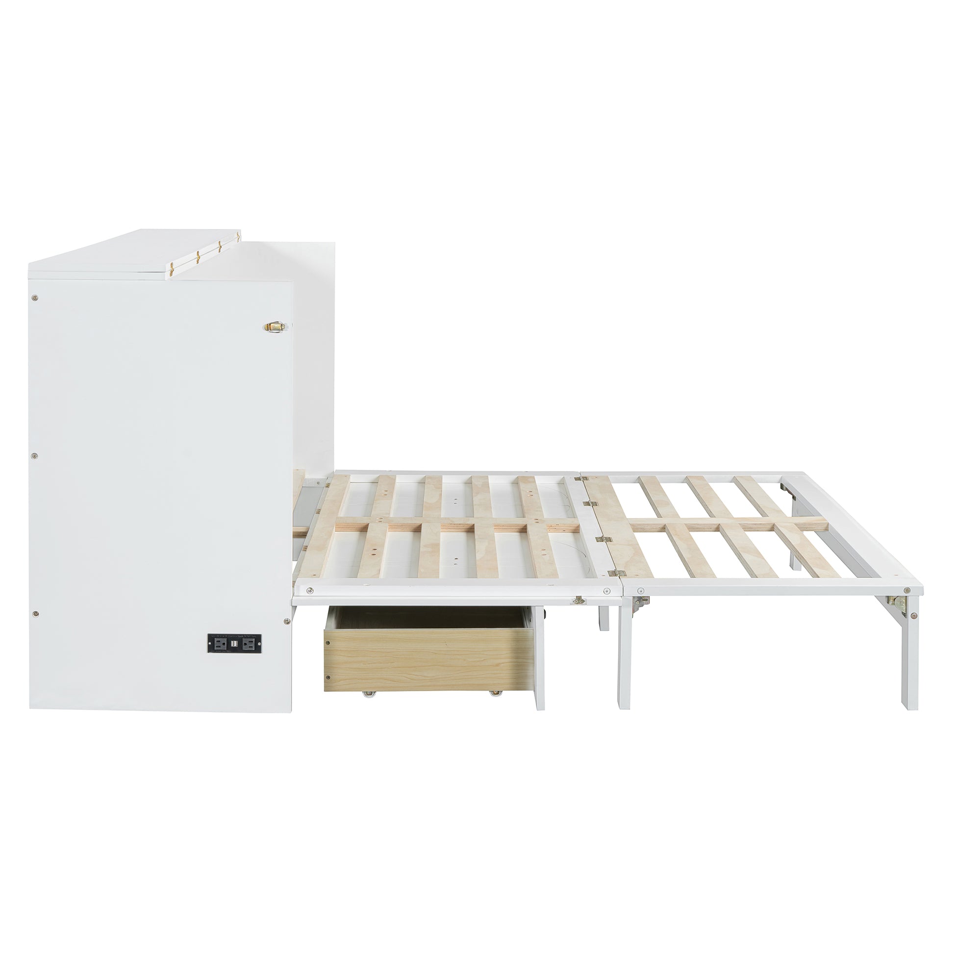 WhiteMurphy bed frame with slatted mattress support and integrated drawer