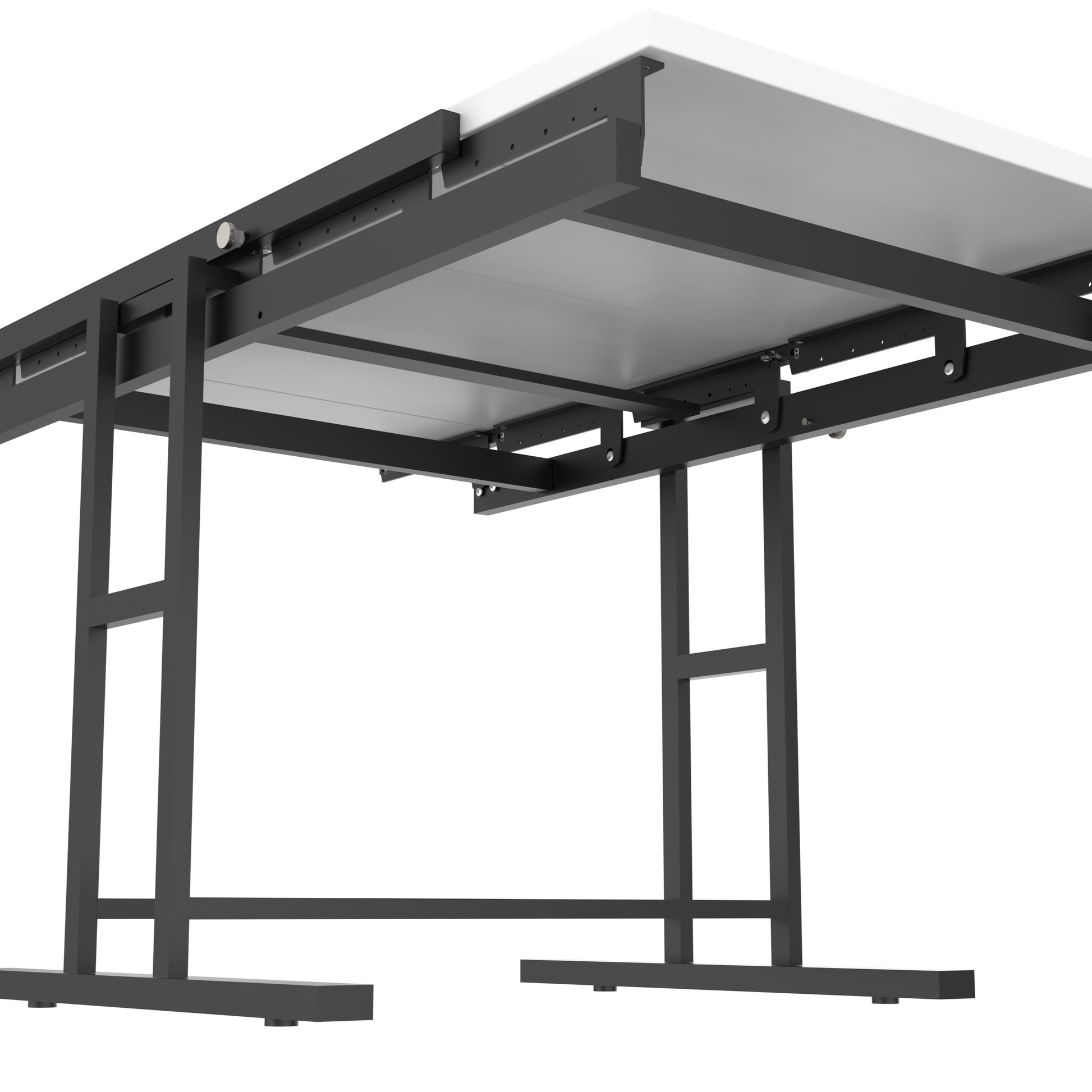 Adjustable height desk frame with matte black metal legs