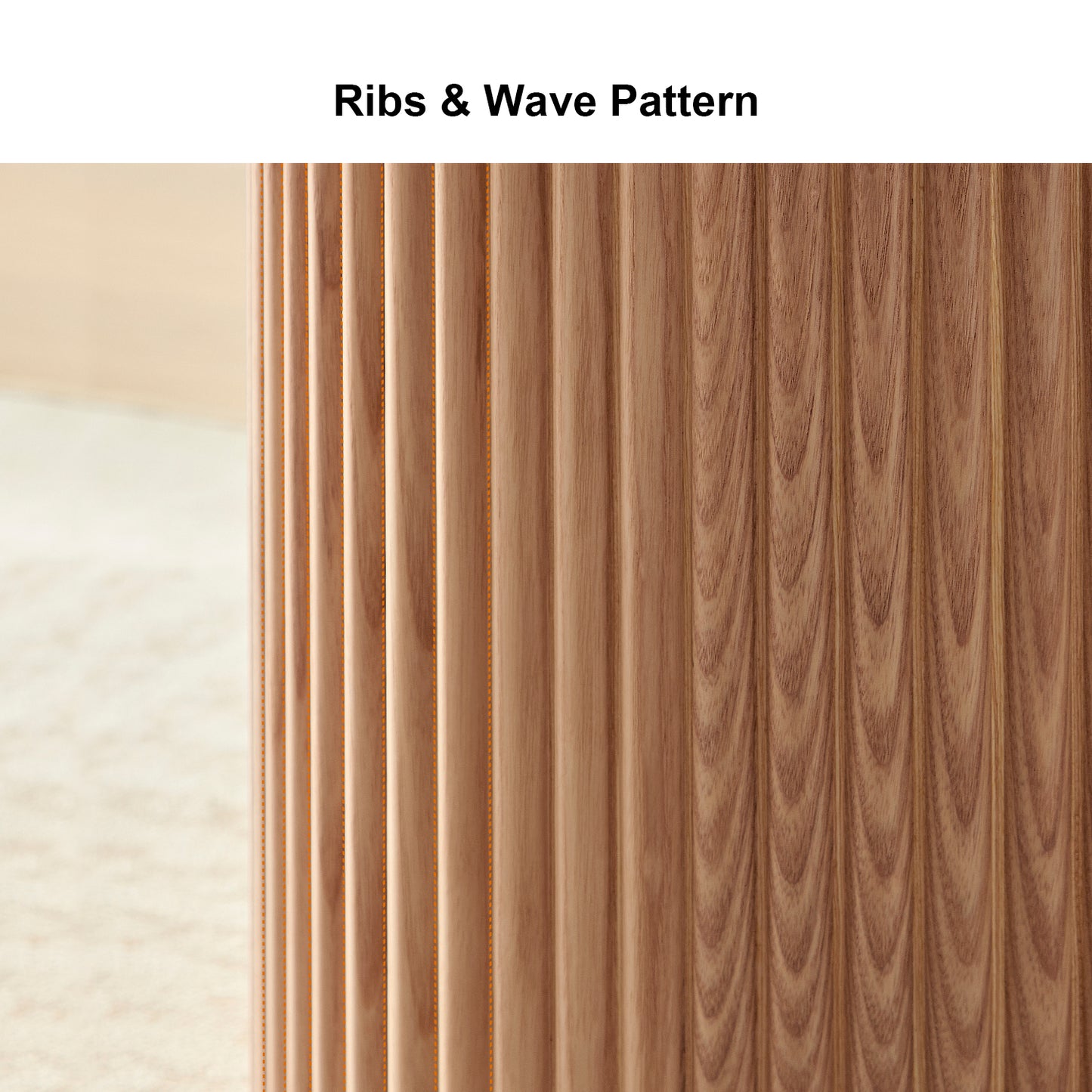 Natural wood ribbed console table