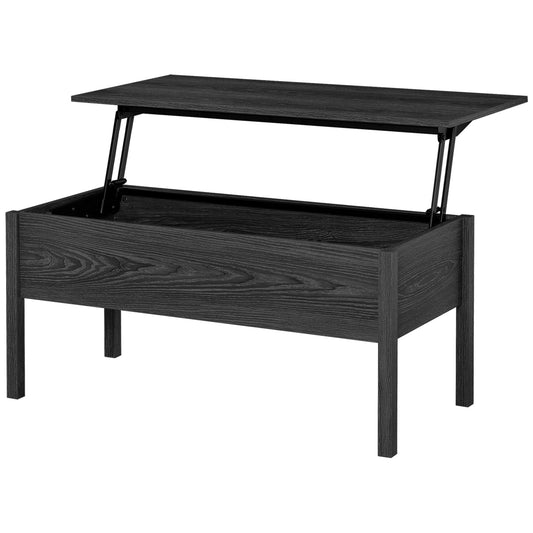 Black wood grain lift top coffee table with hidden storage compartment