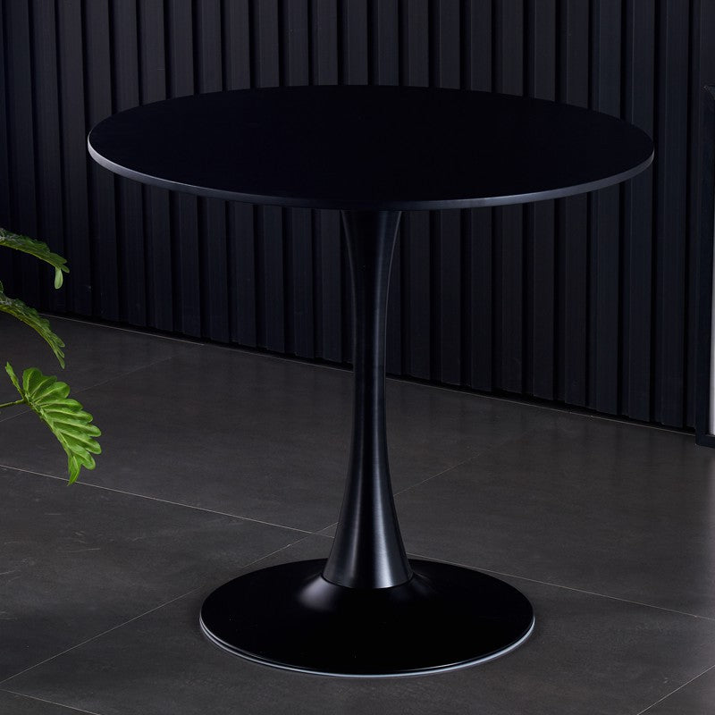 Modern black round dining table with tulip base