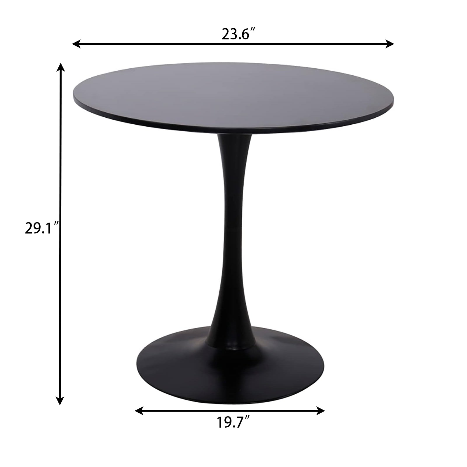 Black round tulip dining table