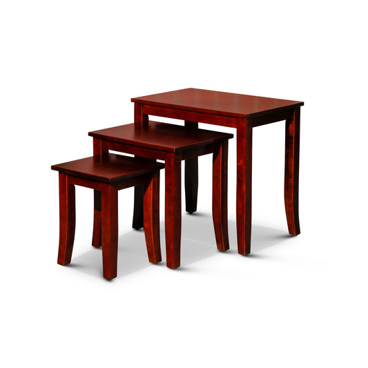 Dark cherry nesting tables three tiered side tables for living room storage