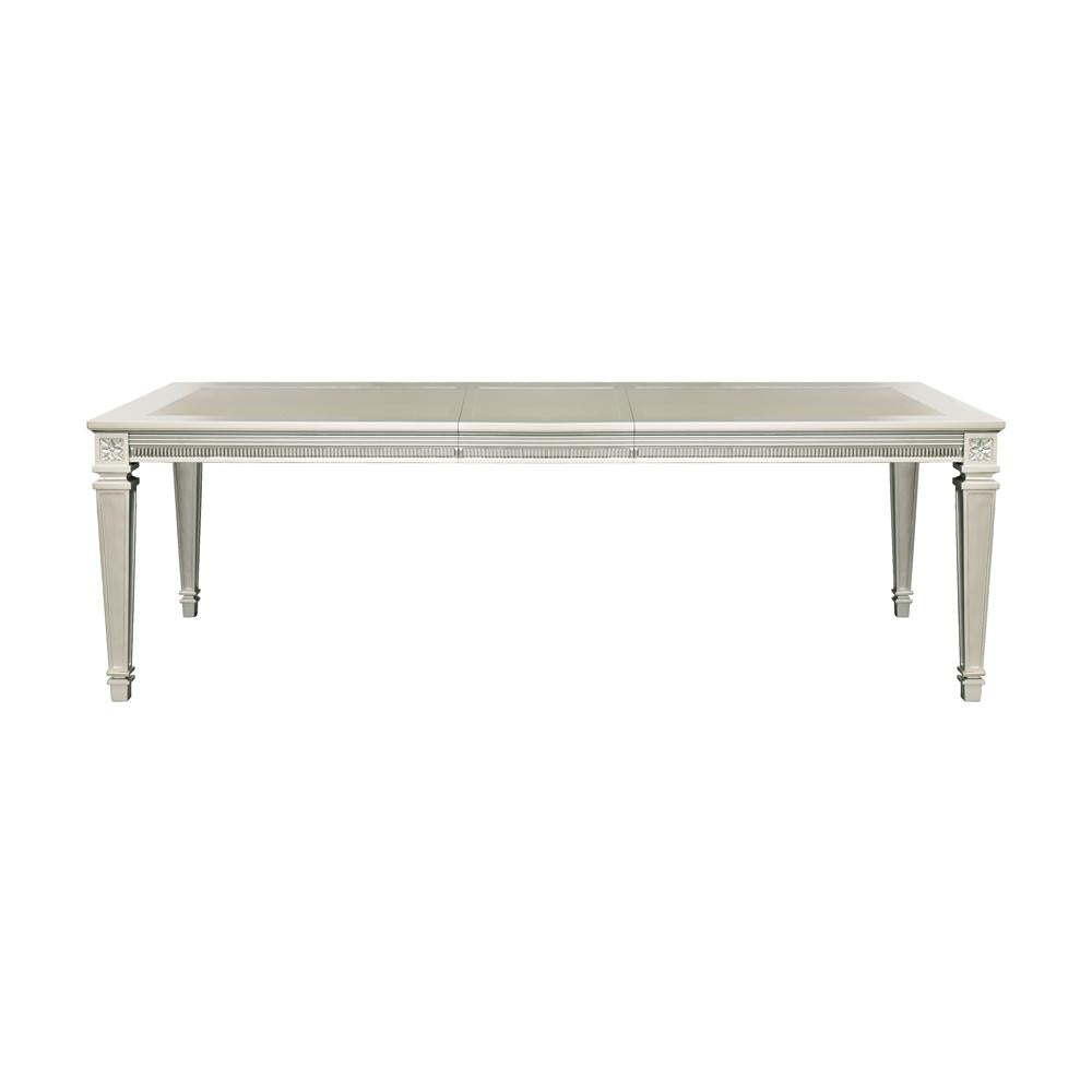 Elegant grey rectangular dining table with carved legs
