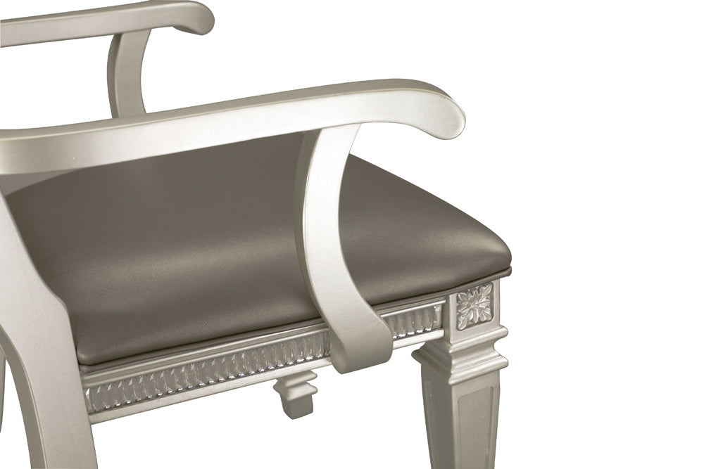 Silver accent chair with upholstered seat