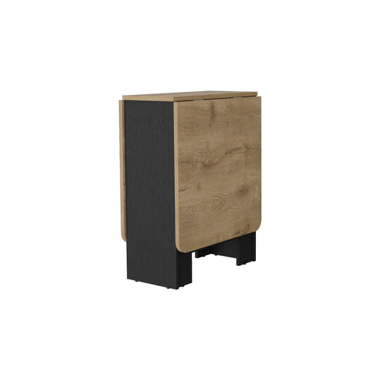 Compact dropleaf dining table in natural oak and charcoal grey finish