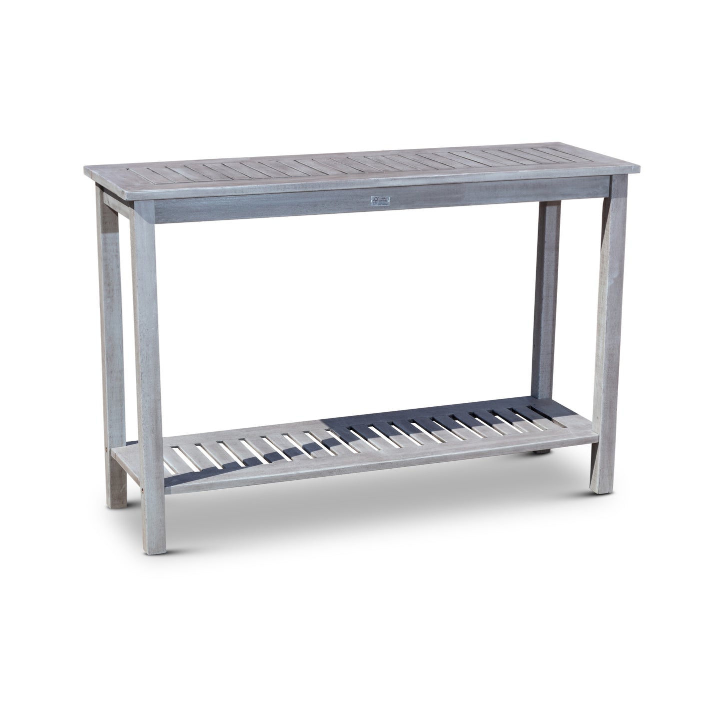 TREATLIFE HOME Eucalyptus Console Table with Two Shelves, Outdoor and Indoor Use, Silver Gray Finish