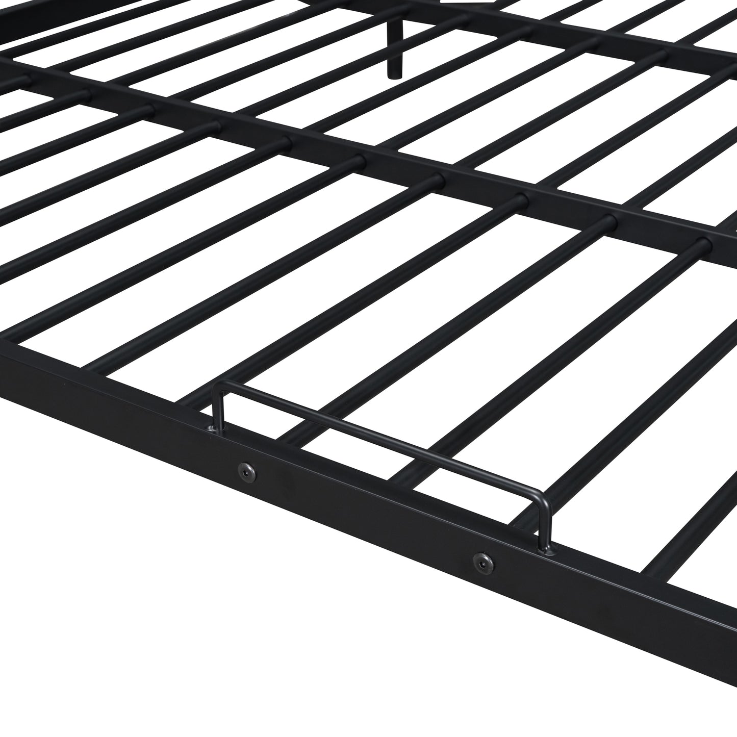 Black metal bed frame with sturdy slats for mattress support