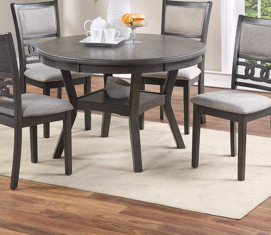 TREATLIFE HOME Round Dining Room Table with Storage Shelf, Contemporary Design, Gray Oak Finish, Rubberwood and MDF Construction