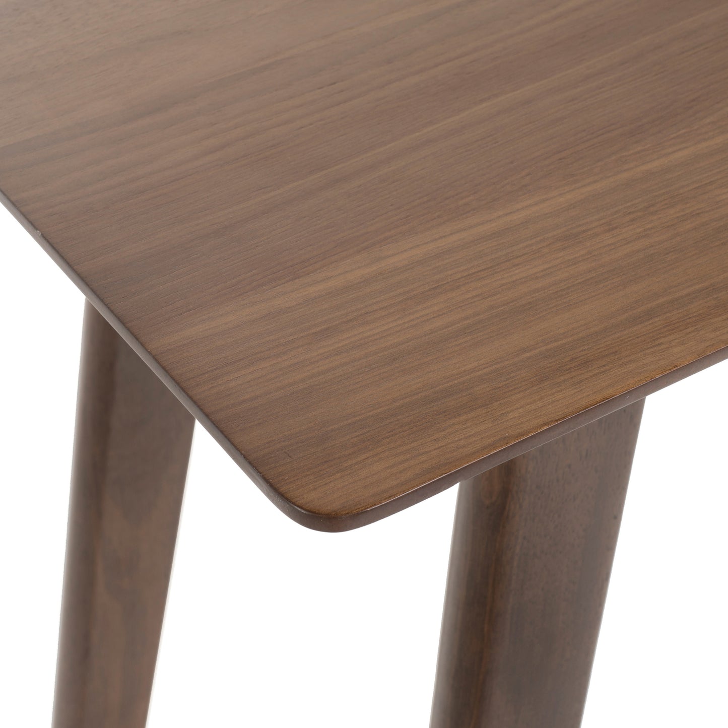 Dark walnut wood side table with tapered legs