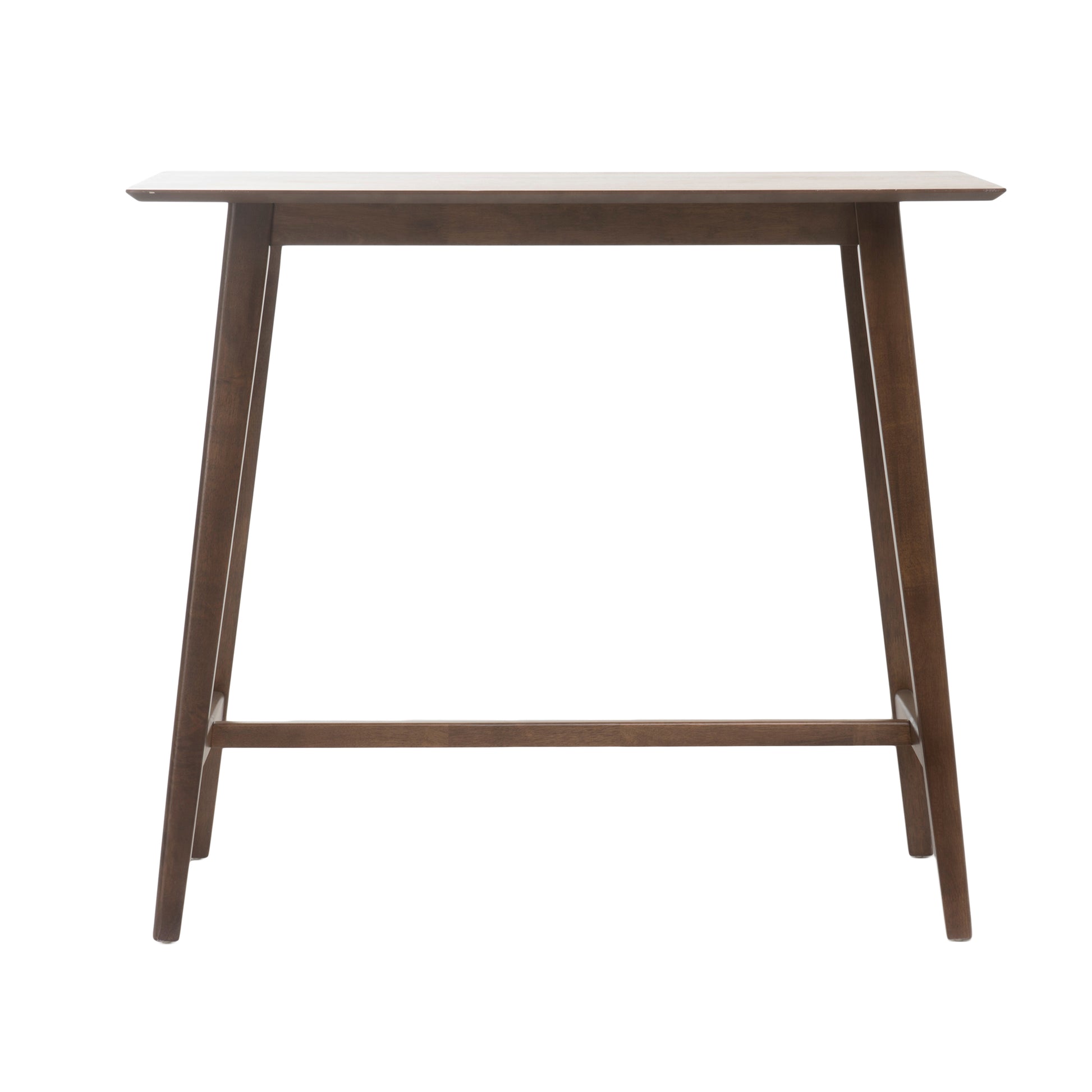 Midcentury modern dark wood bar table with tapered legs