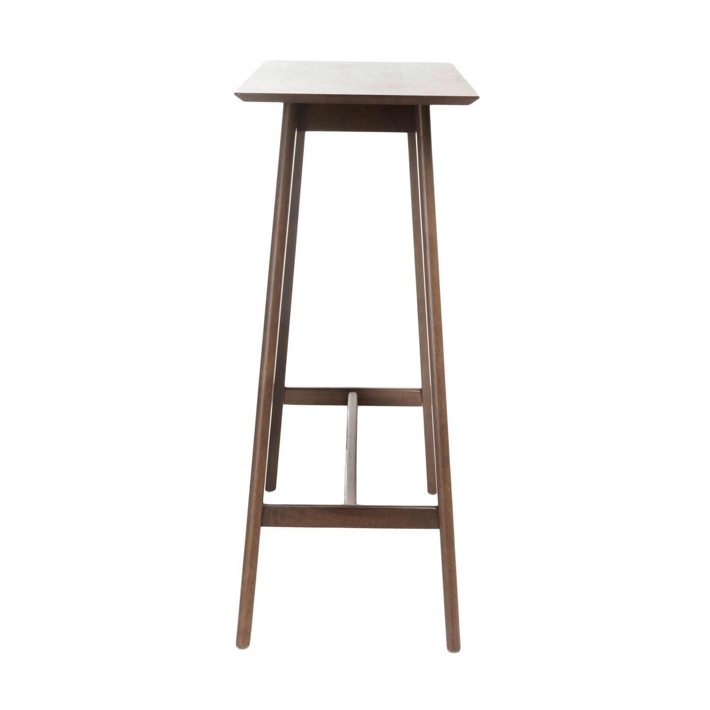 Wooden bar stool with tapered legs and a light wood top