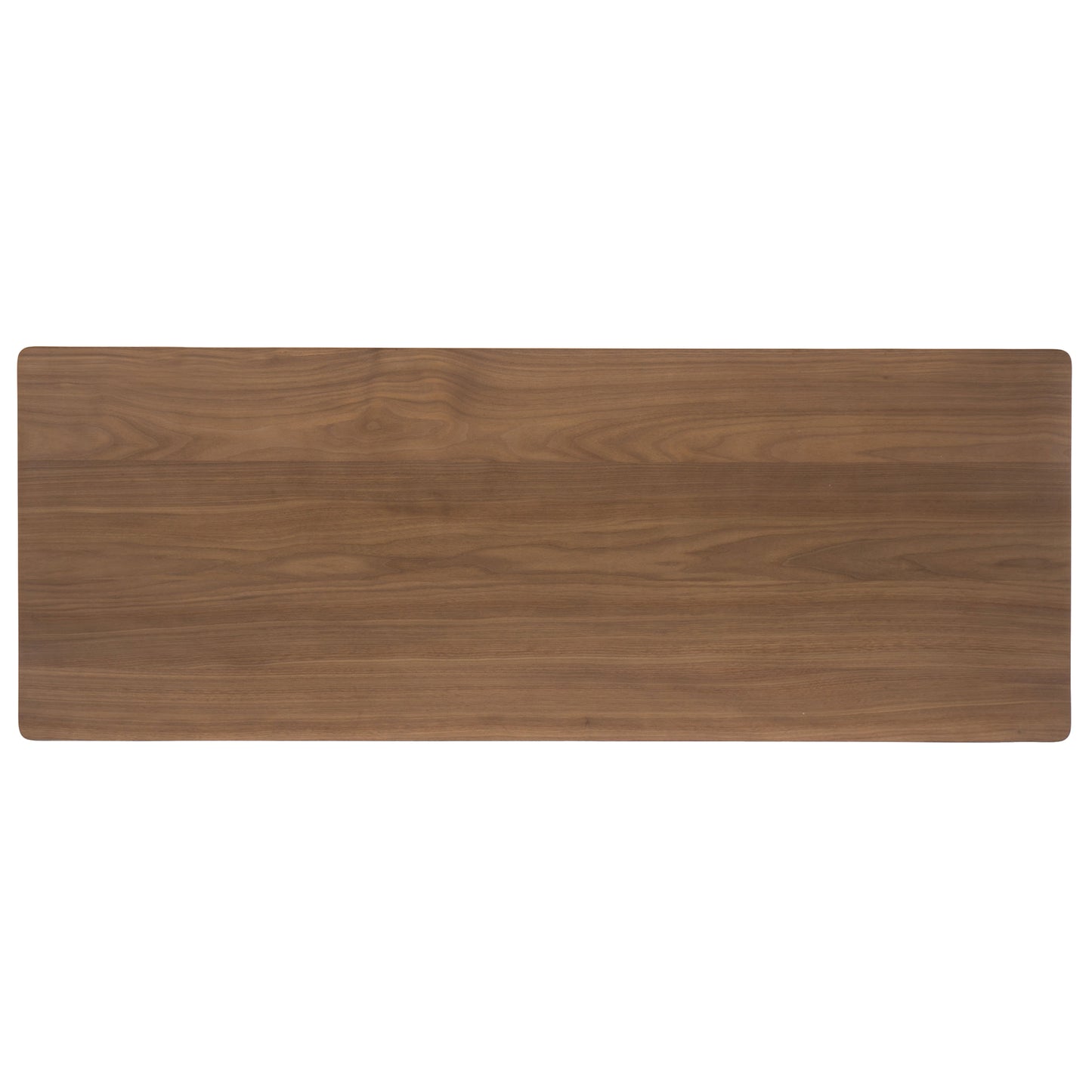 Rectangular walnut wood desk top with rounded corners