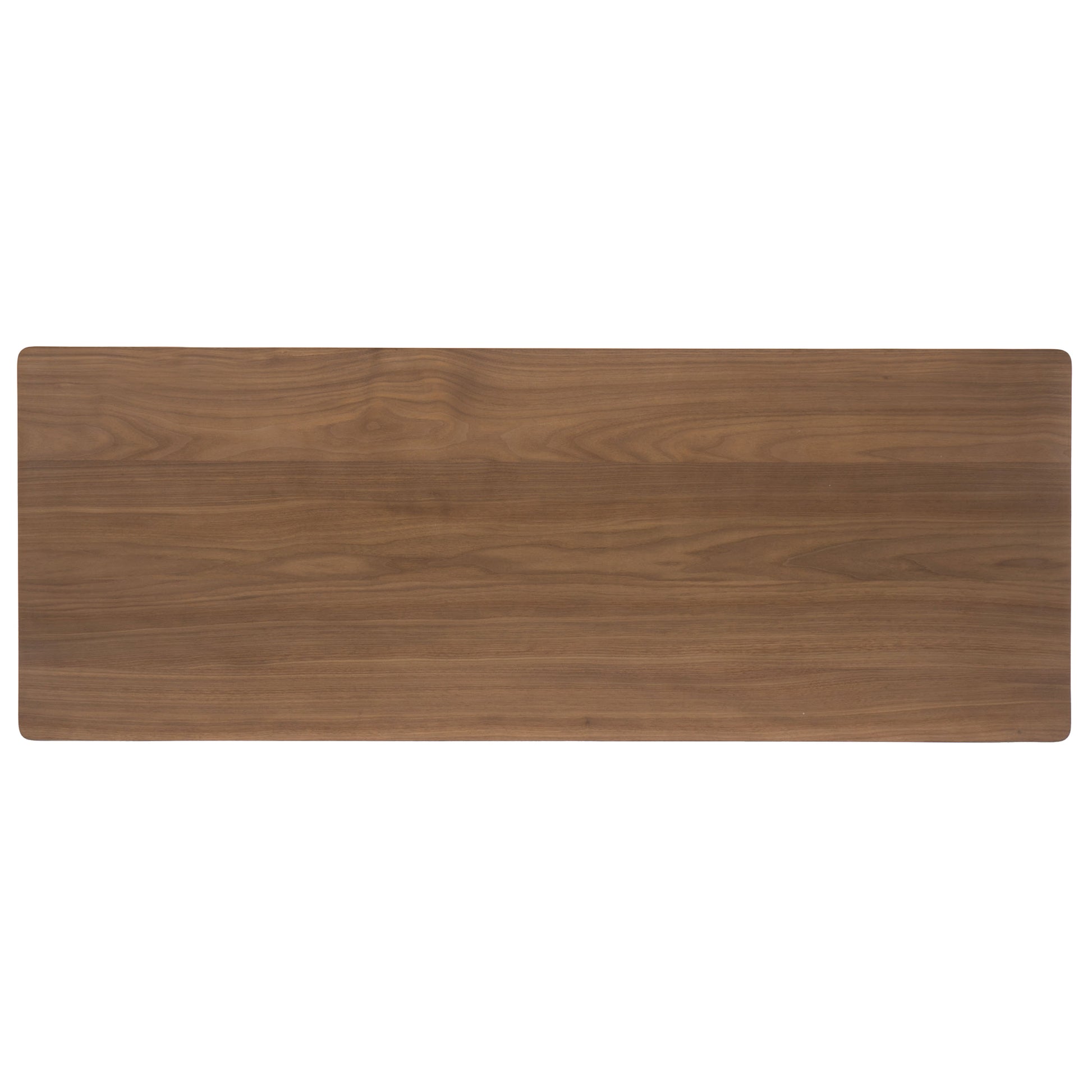 Rectangular walnut wood desk top with rounded corners