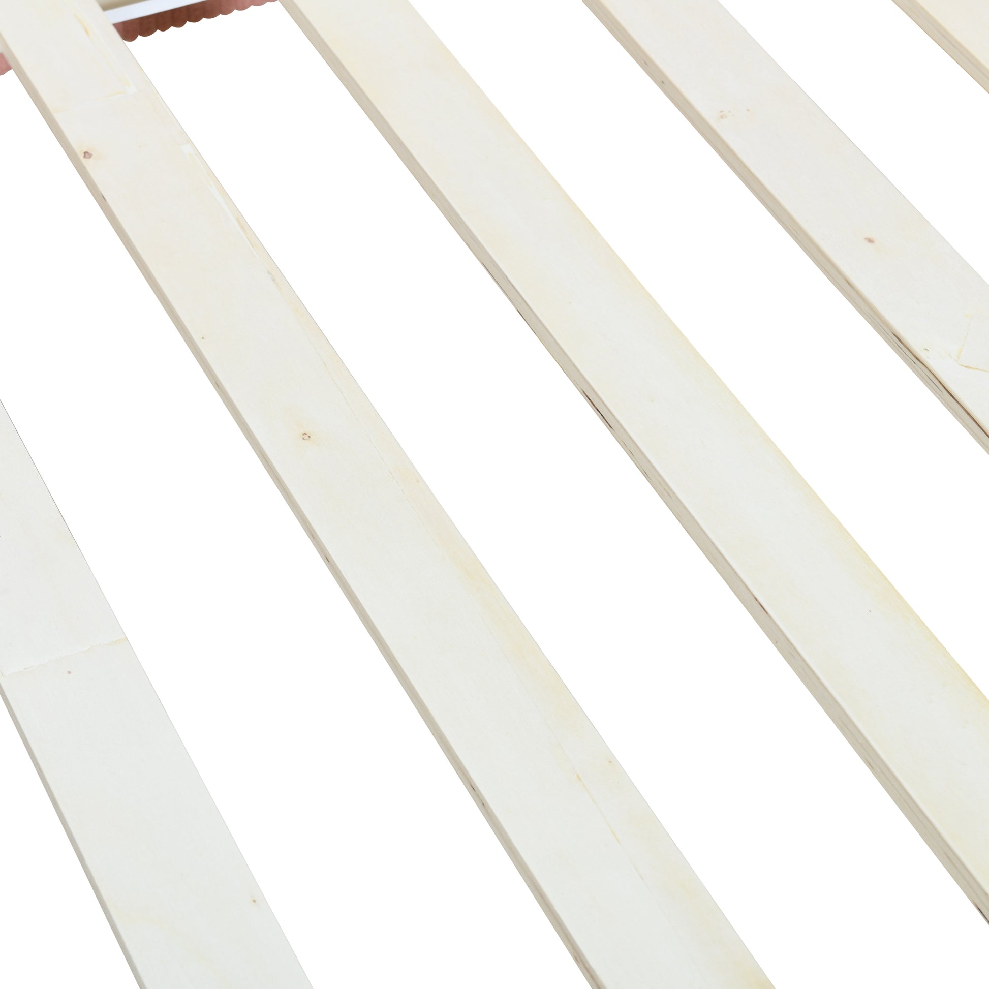 Close up of natural pine wood bed slats