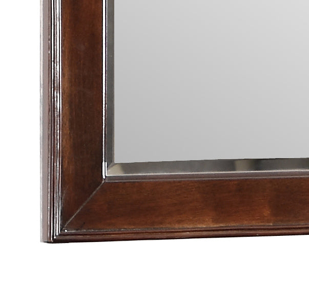 Dark wood framed rectangular mirror
