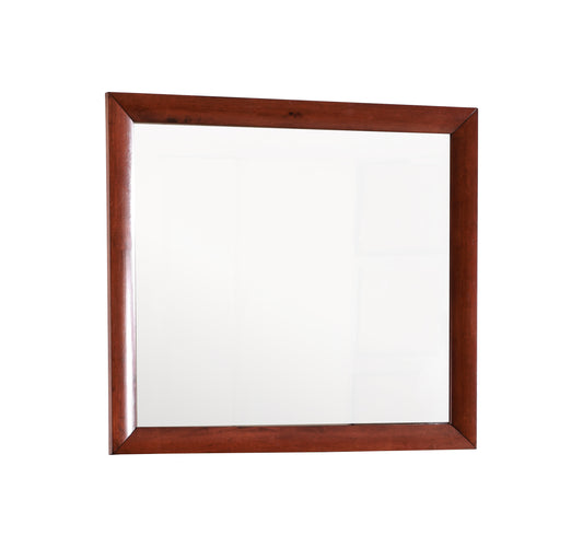 Square cherry wood frame mirror for vanity