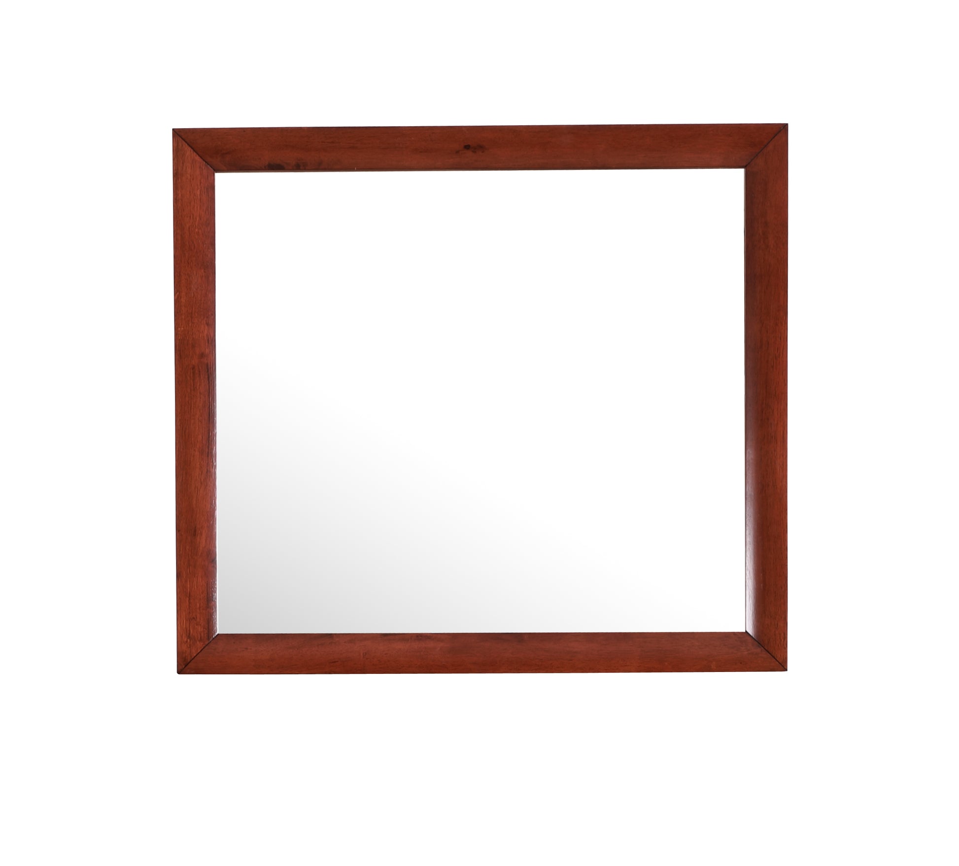 Square mahogany wood framed mirror