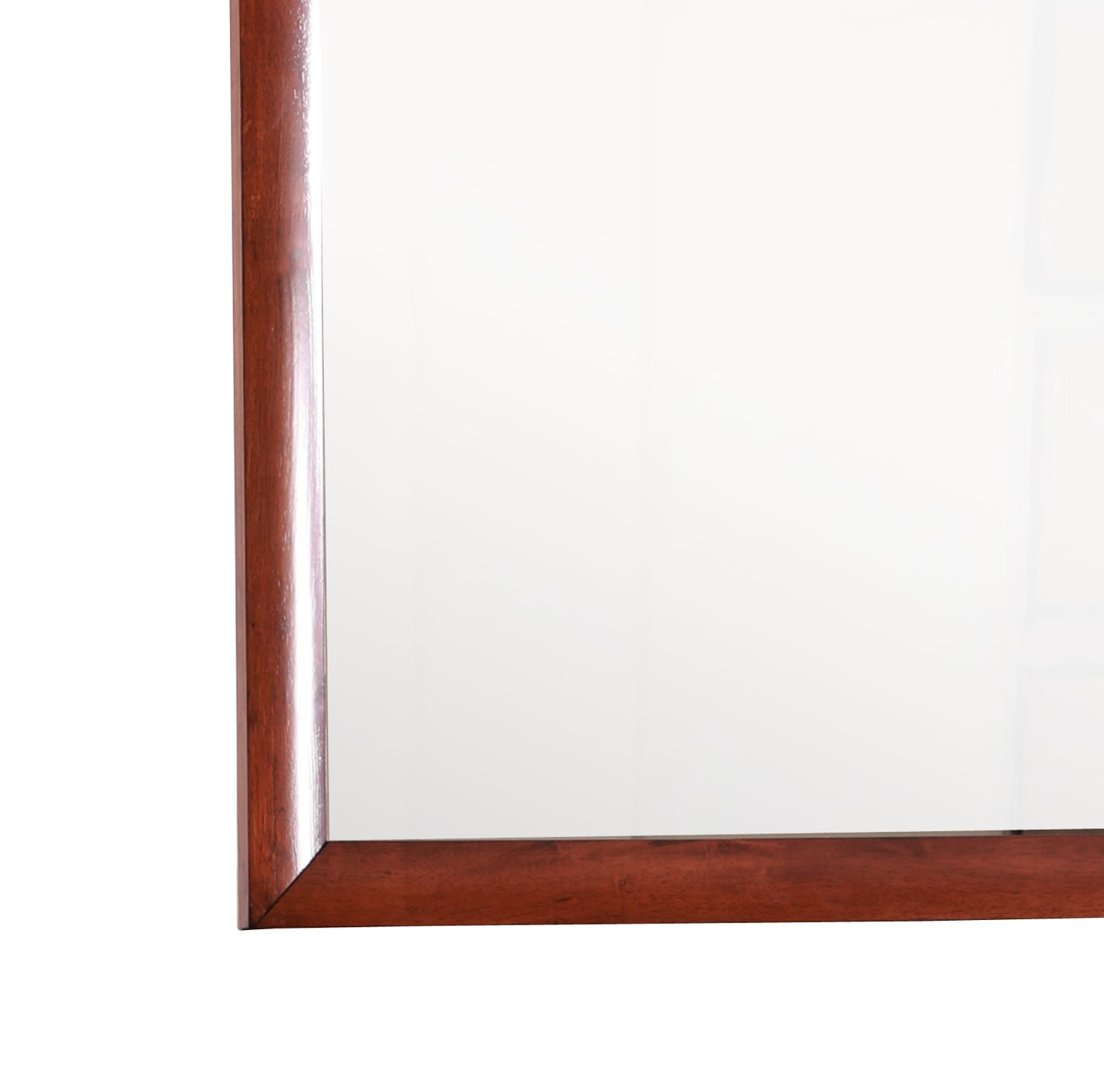 Curved mahogany framed mirror corner