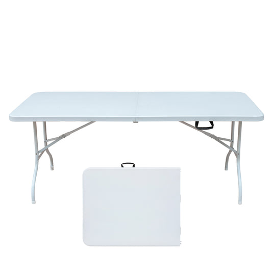 White folding table with metal legs