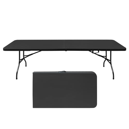 Black folding table with metal legs