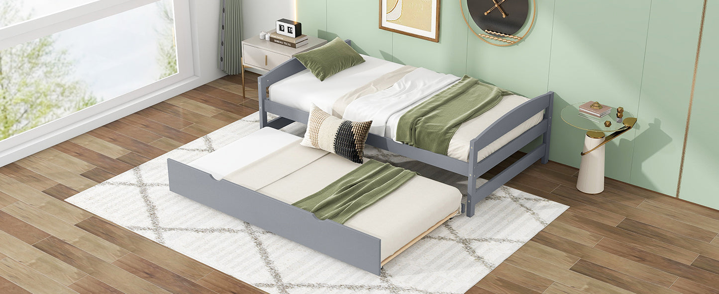 Gray twin daybed with trundle perfect for guest rooms