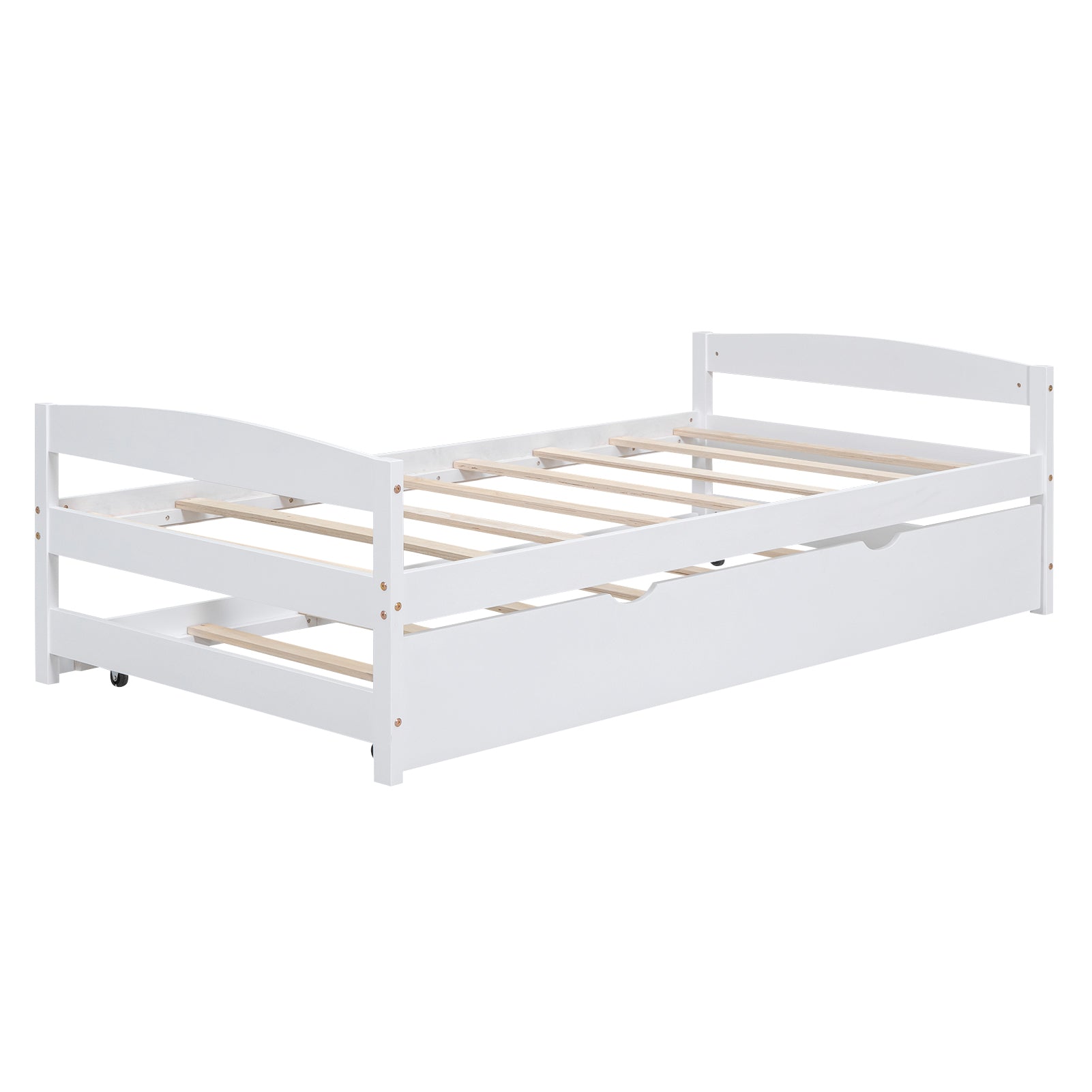 White wooden daybed with pullout trundle