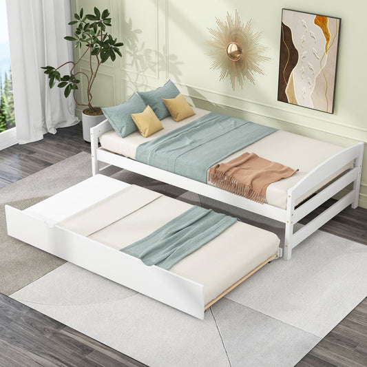 White wood twin daybed with pullout trundle