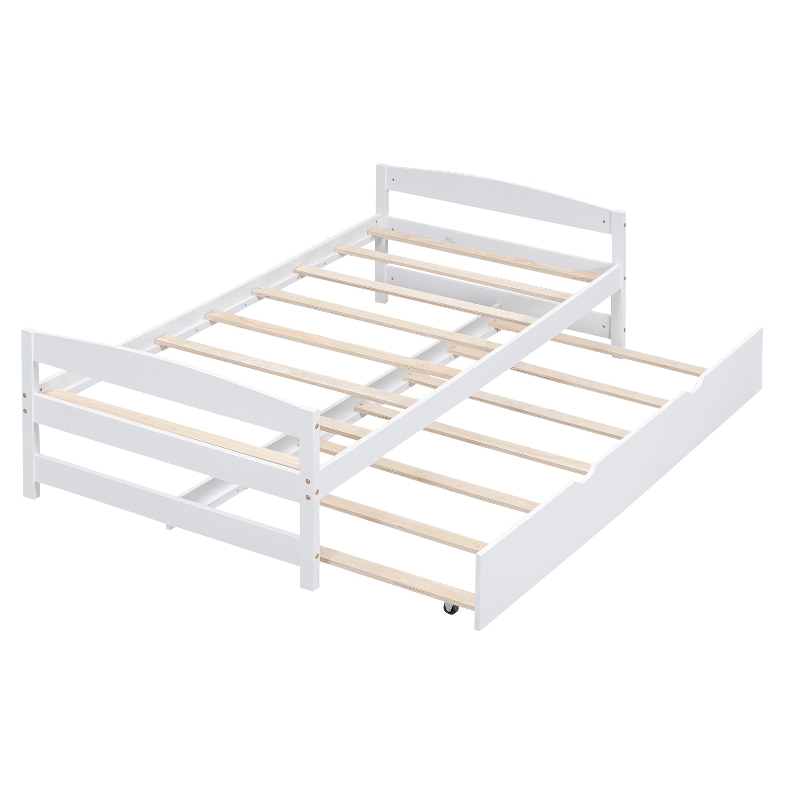 White wooden daybed with pullout trundle