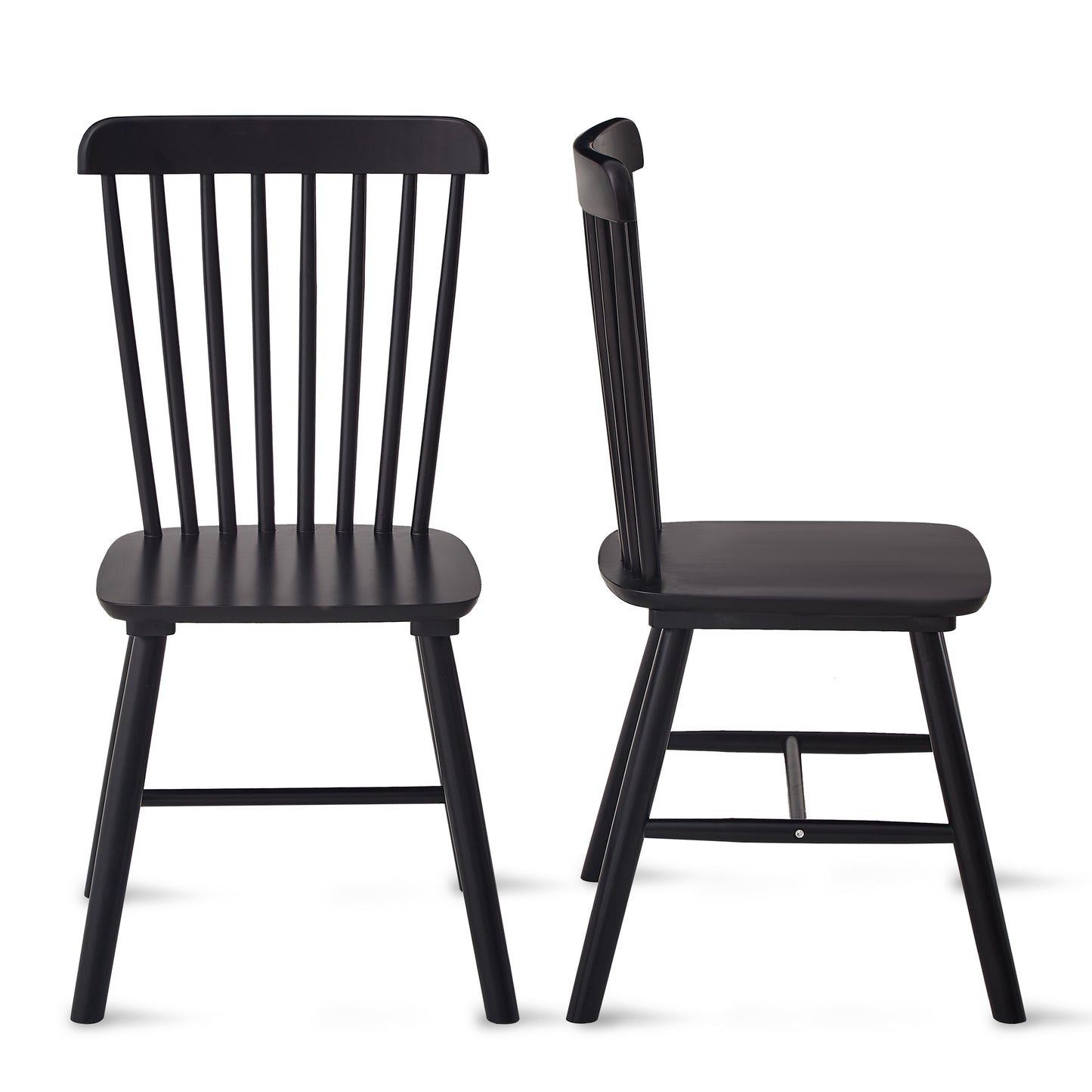 Black wooden dining chair with spindle back