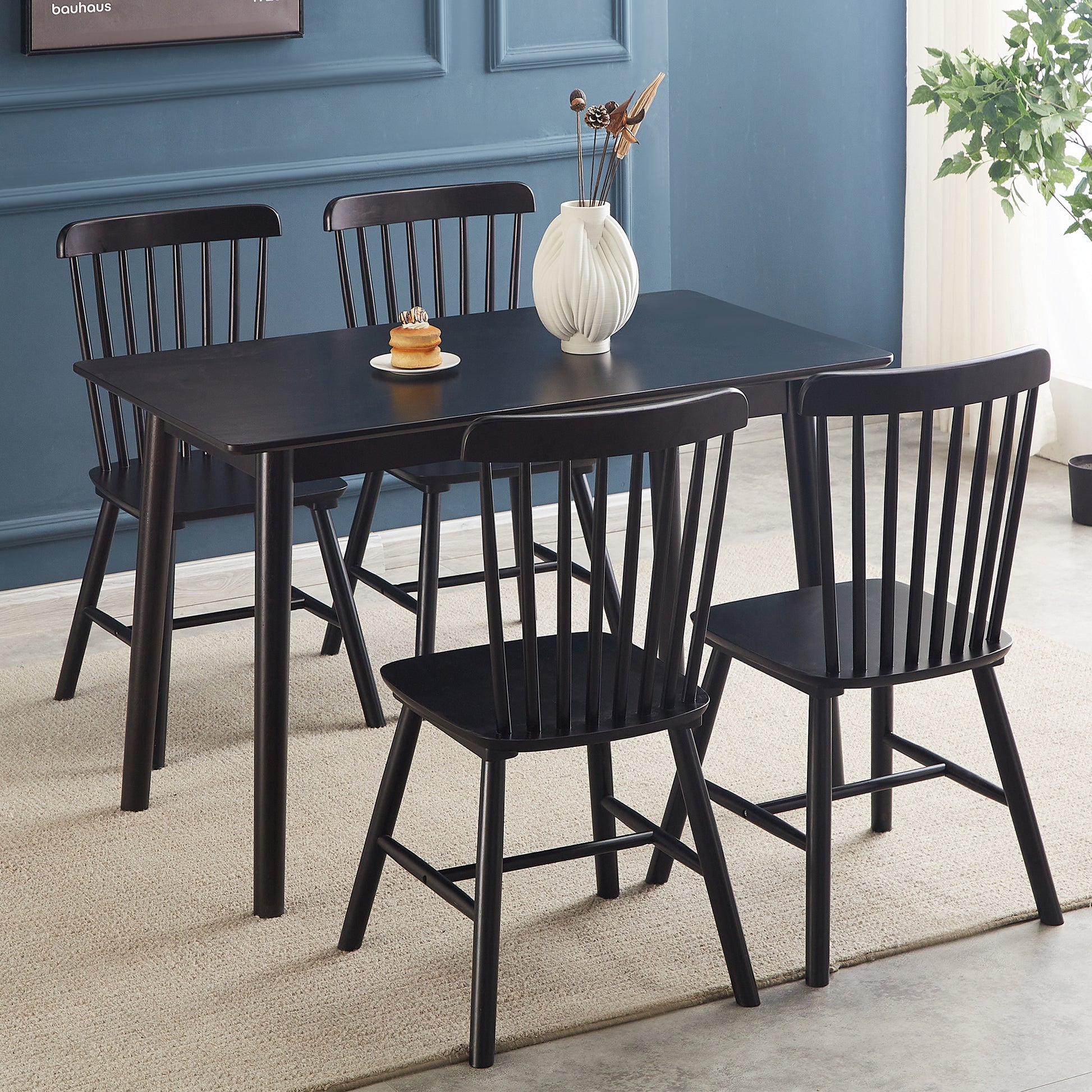 Black Windsor spindle back dining chair set