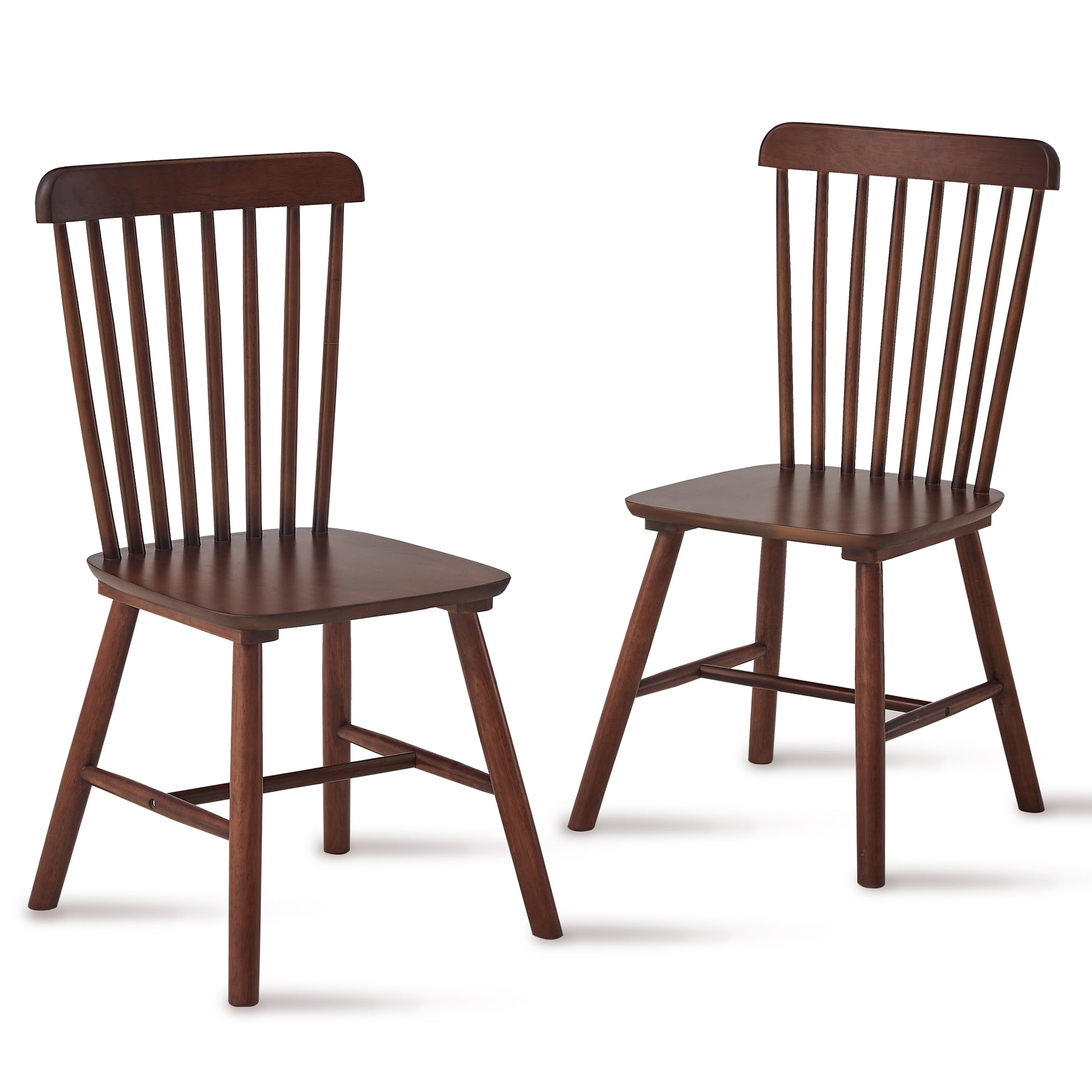 Classic wooden dining chair in rich walnut finish with spindle back