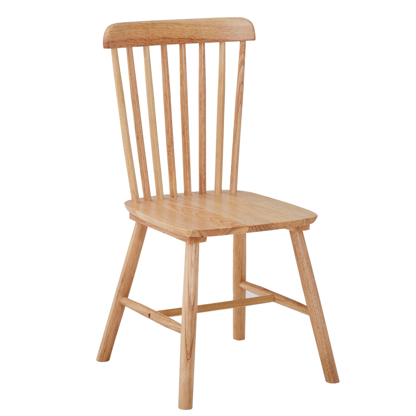 Light wood dining chair with spindle back and contoured seat