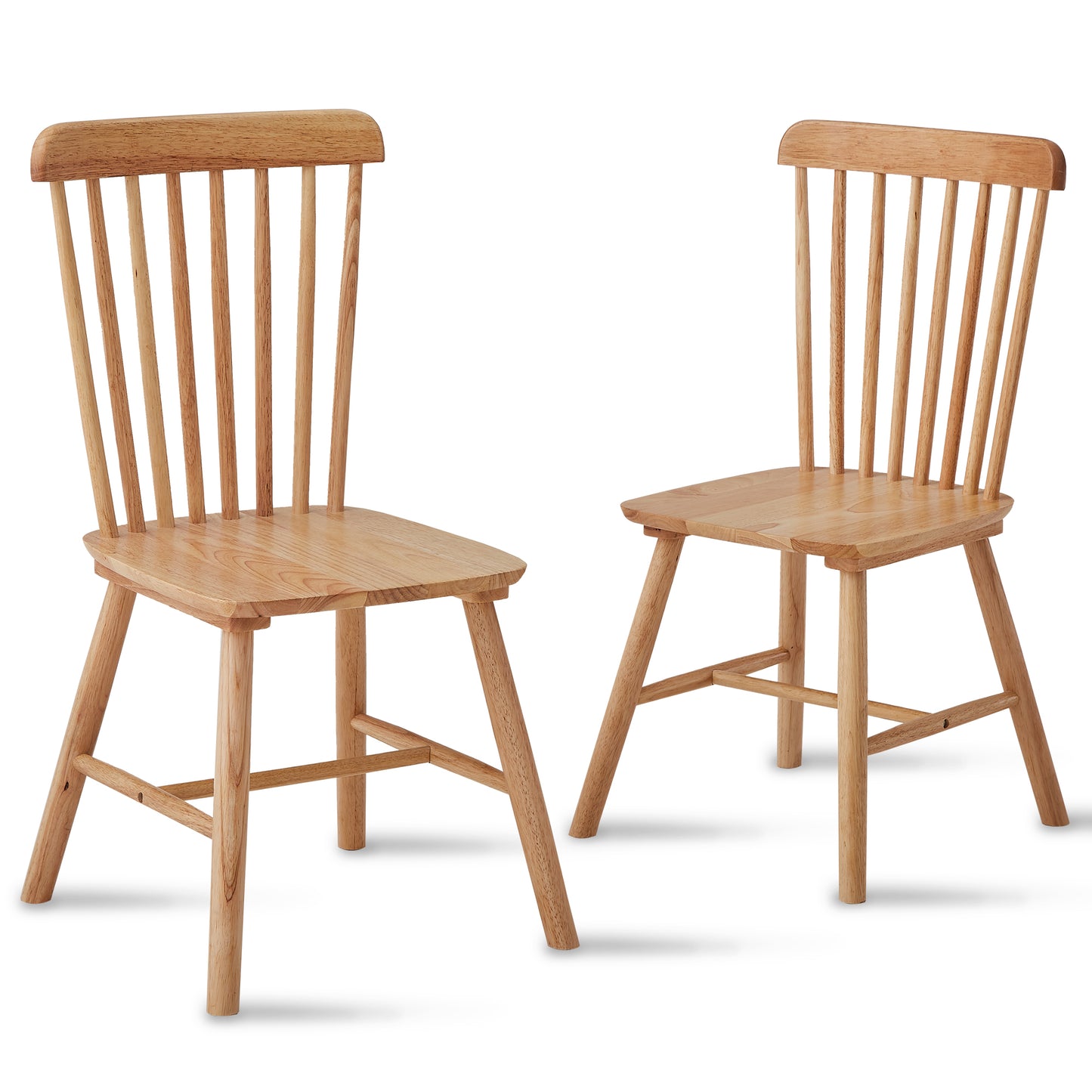 Natural oak dining chair with spindle back and solid seat
