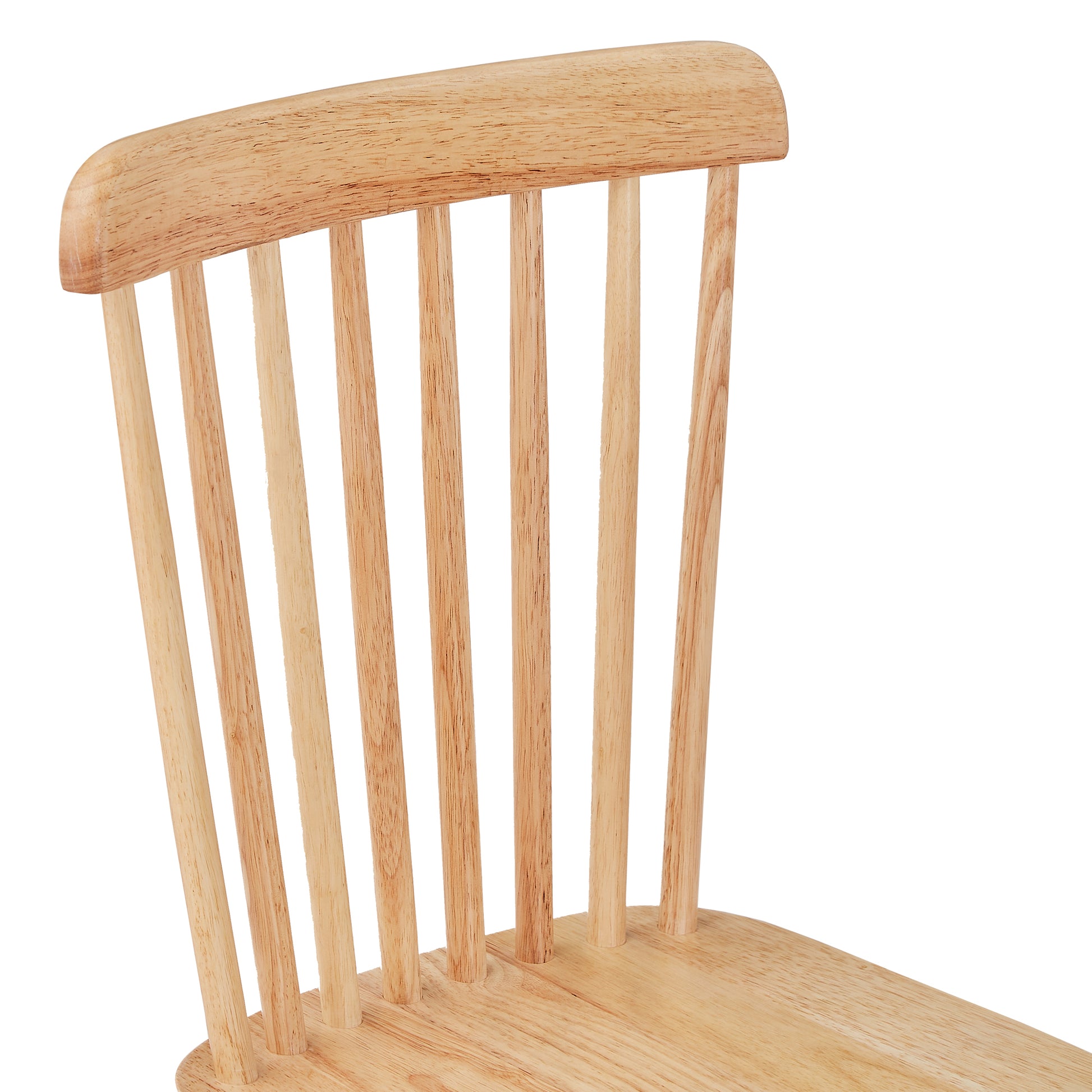 Natural wood dining chair with spindle back design