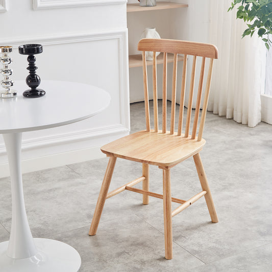 Natural wood dining chair with slatted back