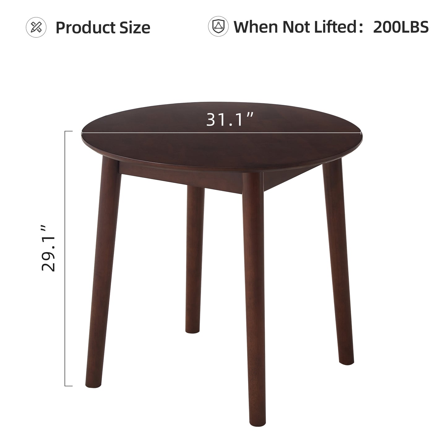 Dark brown wooden round coffee table