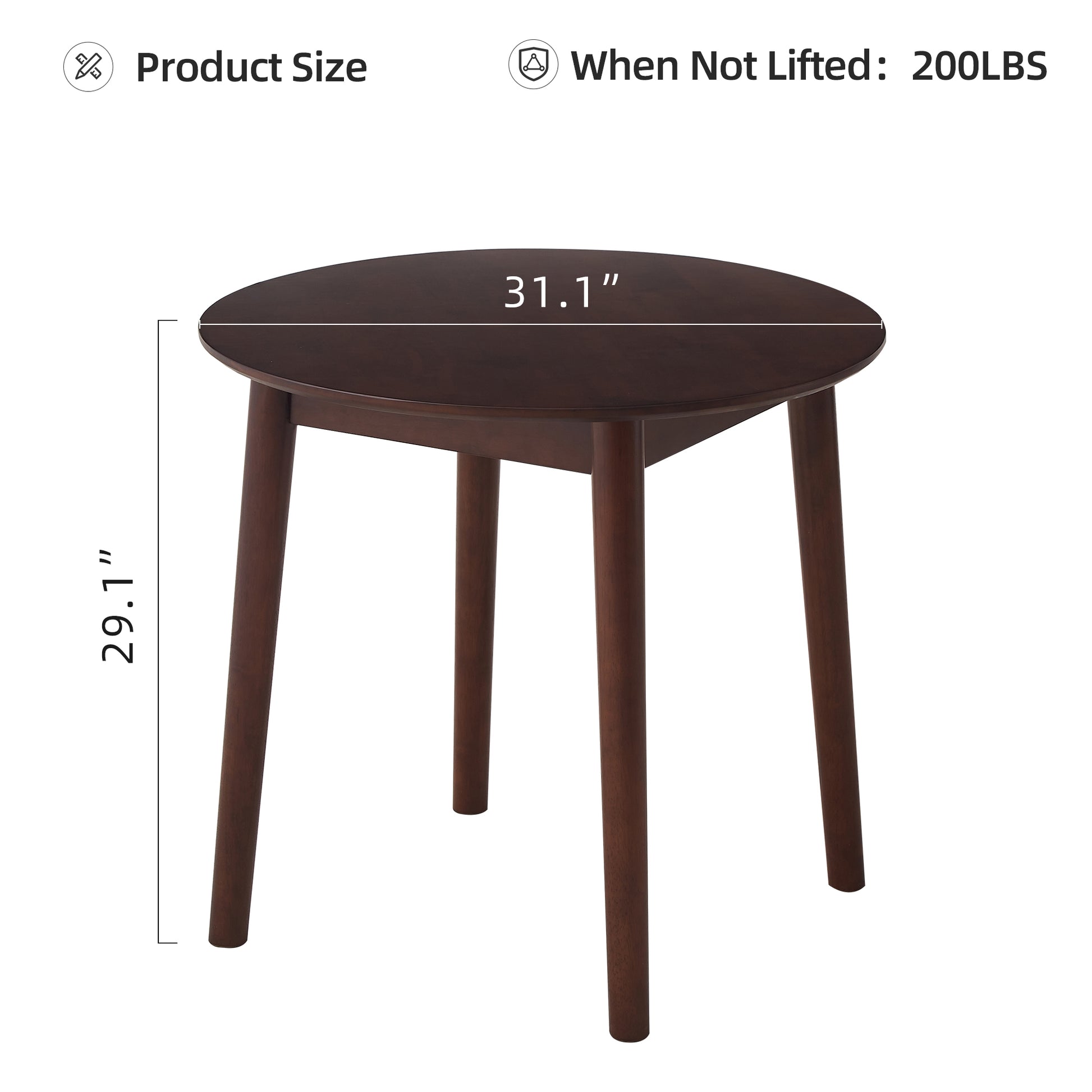Dark brown wooden round coffee table